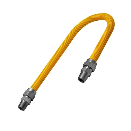 Flextron Gas Line Hose 5/8'' O.D.x18'' Len 3/4" MIP Fittings Yellow Coated Stainless Steel Flexible Connector FTGC-YC12-18N